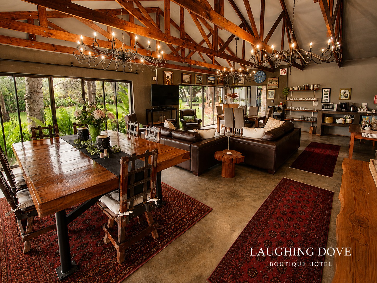 Open-plan dining and lounge area